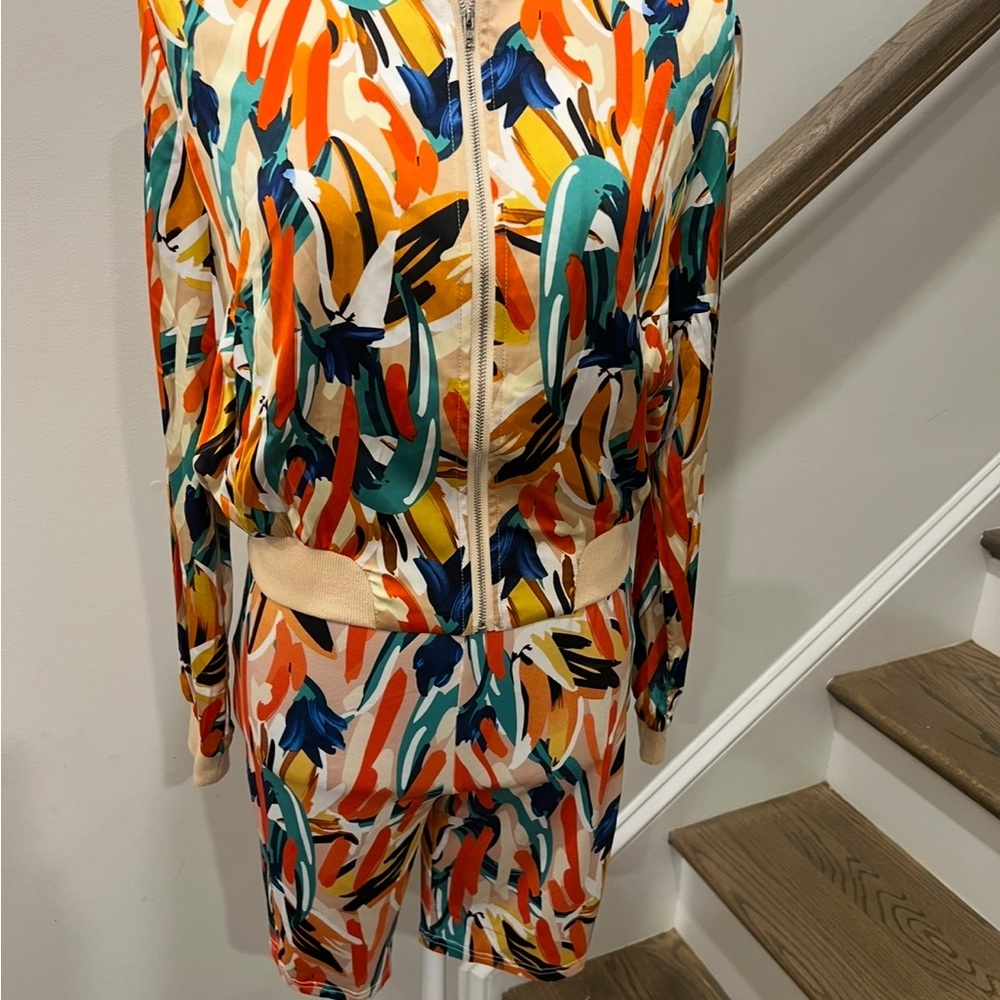 Colorful Abstract Print Tracksuit